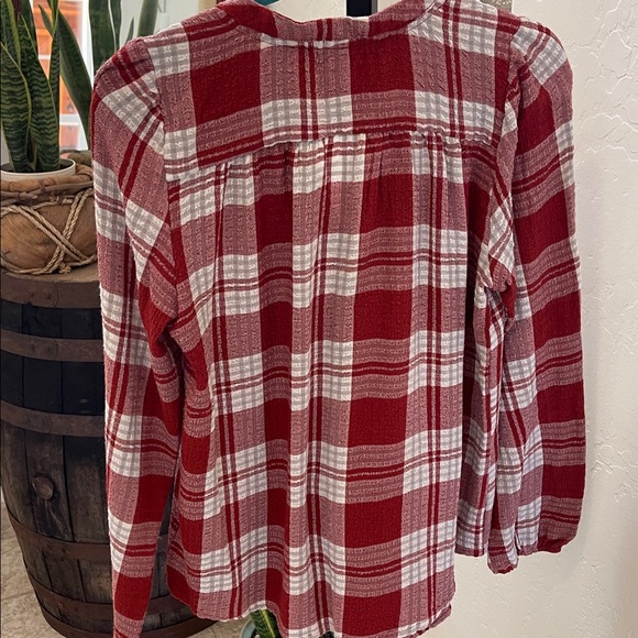 Mason & Belle Red Plaid Button-Up Blouse.  Like new. - Picture 6 of 8